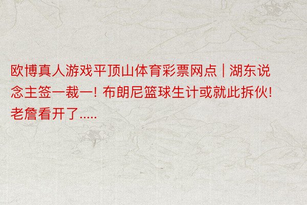 欧博真人游戏平顶山体育彩票网点 | 湖东说念主签一裁一! 布朗尼篮球生计或就此拆伙! 老詹看开了.....