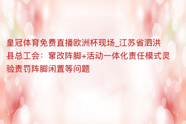 皇冠体育免费直播欧洲杯现场_江苏省泗洪县总工会：窜改阵脚+活动一体化责任模式灵验责罚阵脚闲置等问题