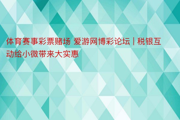 体育赛事彩票赌场 爱游网博彩论坛 | 税银互动给小微带来大实惠