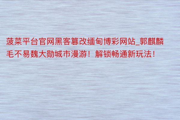 菠菜平台官网黑客篡改缅甸博彩网站_郭麒麟毛不易魏大勋城市漫游！解锁畅通新玩法！