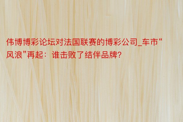 伟博博彩论坛对法国联赛的博彩公司_车市“风浪”再起：谁击败了结伴品牌？